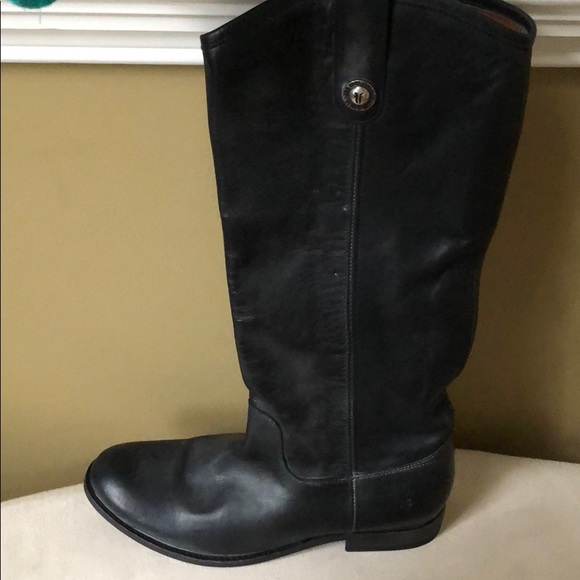 Frye Black Leather Below Knee Boots 6.5 Worn Once - Picture 2 of 6